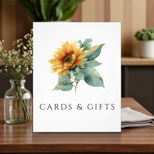 Impression Photo Watercolor Sunflower Rustic Cards & Gifts Sign (Créateur téléchargé)