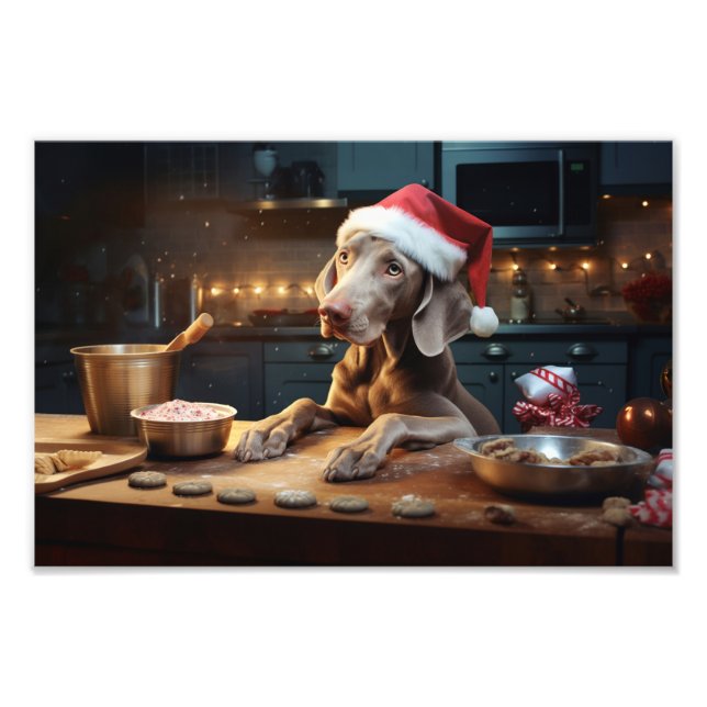 Impression Photo Weimaraner Noël Cookies Festive Fête (Devant)