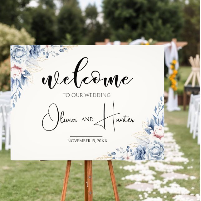 Impression Photo Welcome sign template for wedding with blush pink  (Créateur téléchargé)