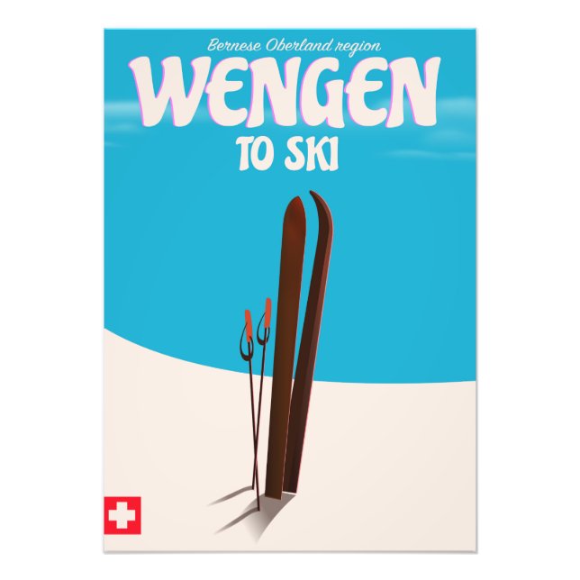 Impression Photo Wengen, Suisse, affiche de ski (Devant)