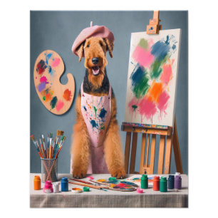 Impression Photo Whimsical Airedale Terrier Travailler comme artist
