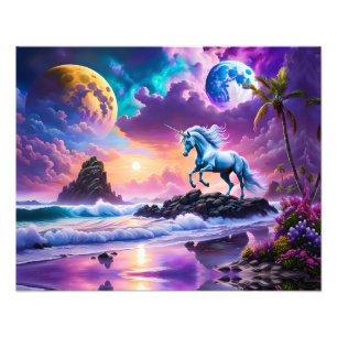 Impression Photo White Unicorn Imaginaire Tropical Beach