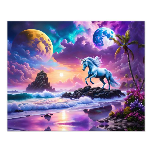 Impression Photo White Unicorn Imaginaire Tropical Beach (Devant)