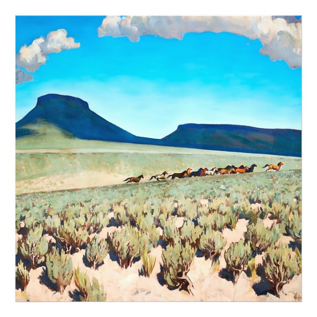Impression Photo « Wild Horse Country » par Maynard Dixon (Devant)