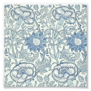 Impression Photo William Morris Beau motif floral, bleu, rose
