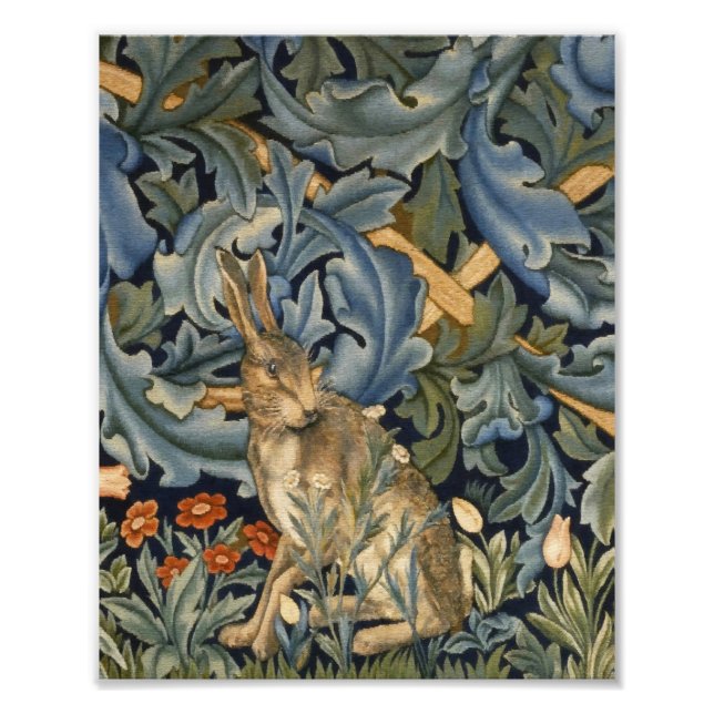 Impression Photo William Morris Forest Rabbit Floral Art (Devant)