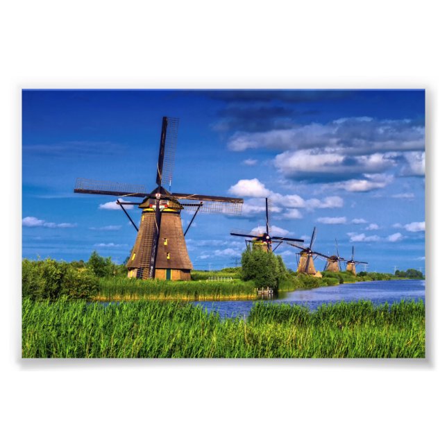 Impression Photo Windmills en Kinderdijk, Hollande, Pays-Bas (Devant)