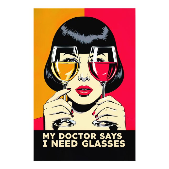 Impression Photo Woman with Wine Glasses and Text (Devant)