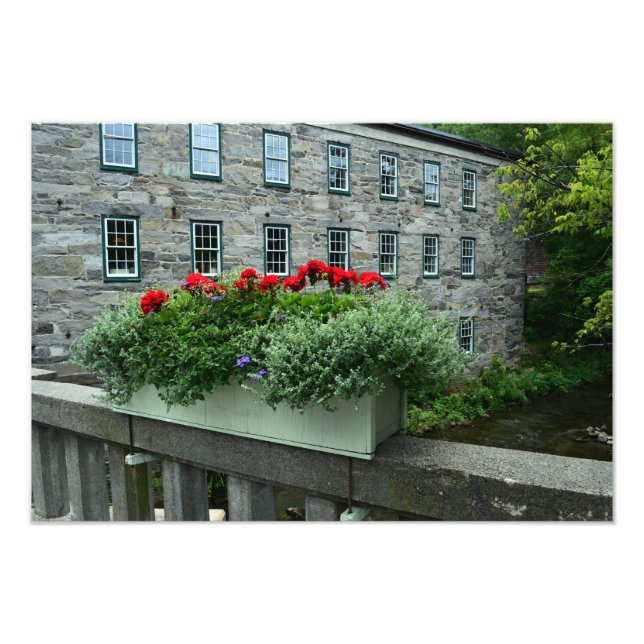 Impression Photo Woodstock, Vermont, Bridge Flower Box (Devant)
