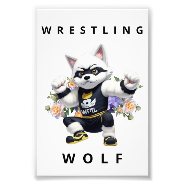 Impression Photo Wrestling Wolf - Fierce Sports Nursery Art (Devant)