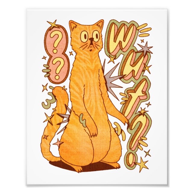 Impression Photo Wut ? / Illustration d'un chat orange (Devant)