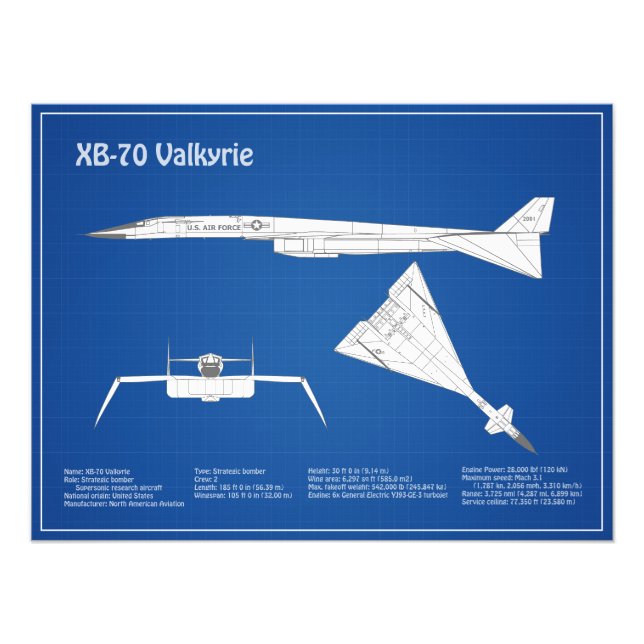 Impression Photo XB-70 Valkyrie - Plan de plan d'avion ABD (Devant)