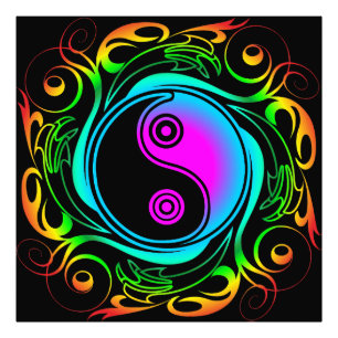 Impression Photo Yin Yang Psychedelic Rainbow Tattoo