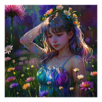 *~ Young Girl Wild Flower Field AP56 Art