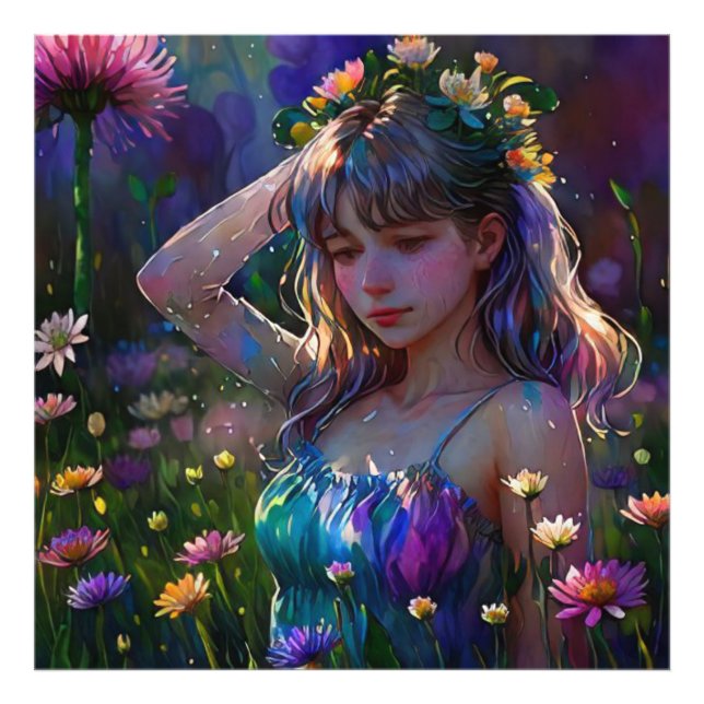 Impression Photo *~ Young Girl Wild Flower Field AP56 Art (Devant)