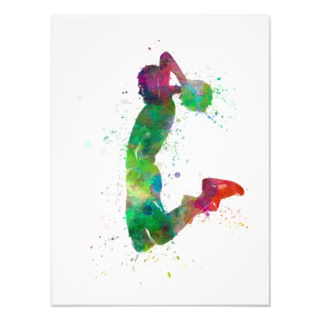 Impression Photo young man basketball player dunking (Devant)