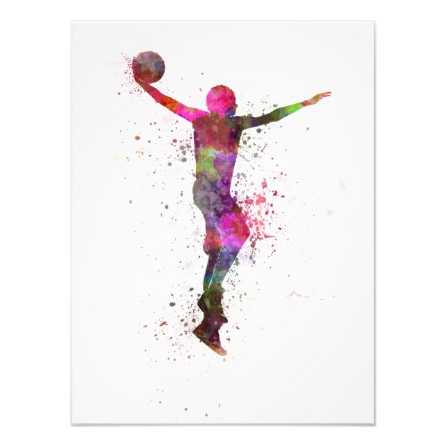 Impression Photo young man basketball player dunking (Devant)