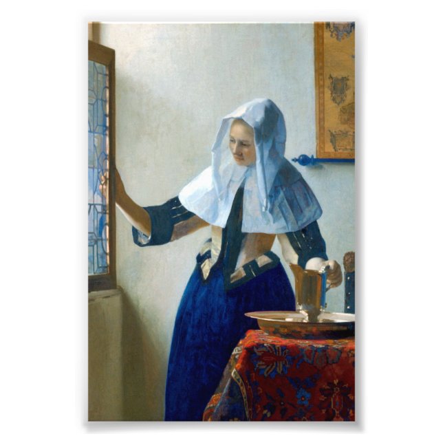Impression Photo Young Woman with a Water Pitcher by Vermeer (Devant)