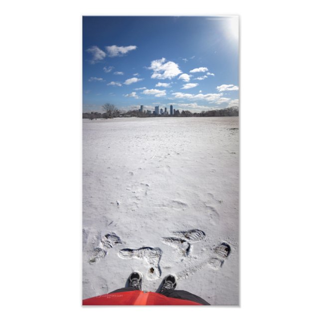Impression Photo Zilker Park Snow - Austin Texas Downtown Skyline (Devant)