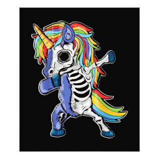 Impression Photo Zombie Unicorn Dabbing Squelette