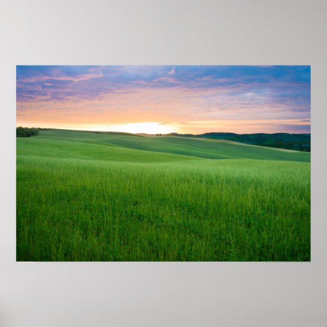 Impression poster du coucher de soleil en Toscane (Devant)