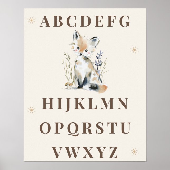 Impression pour la nurserie : Alphabet de la forêt (Devant)