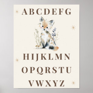 Impression pour la nurserie : Alphabet de la forêt