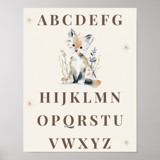 Impression pour la nurserie : Alphabet de la forêt (Devant)