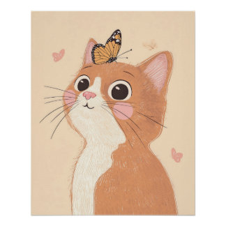 Impression pour nurserie de chat, Art mural papill