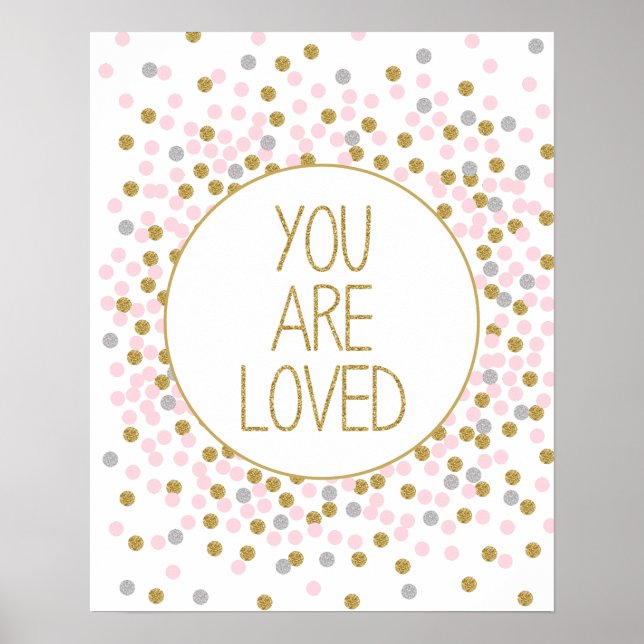 Impression pour nurserie « You Are Loved » confett (Devant)