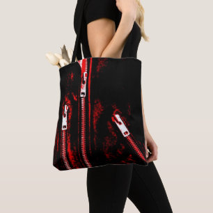 Impression rouge Zips sur tout le sac fourre-tout