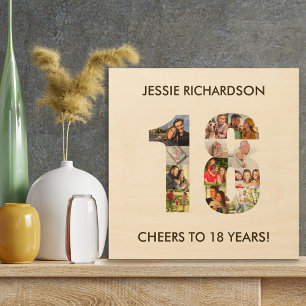 Impression Sur Bois 18e anniversaire Photo Collage Numéro 18 Custom
