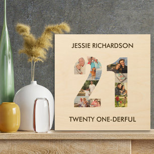 Impression Sur Bois 21e anniversaire Photo Collage Numéro 21 Custom