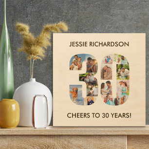 Impression Sur Bois 30e anniversaire Photo Collage Numéro 30 personnal