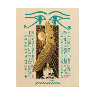 Impression Sur Bois Ancien Faucon d'Egypte Dieu Horus