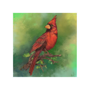 Impression Sur Bois Belle peinture d'oiseaux du Cardinal rouge du Nord