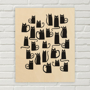 Impression Sur Bois Chat noir mignon