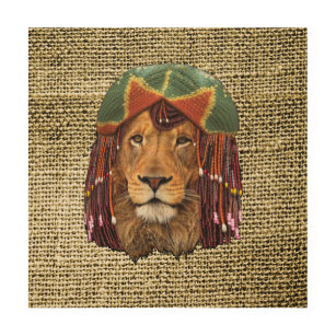 Impression Sur Bois Conception de l'humour du lion Rastafarian-faune s