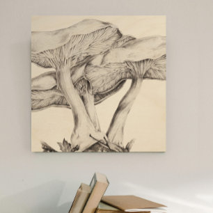 Impression Sur Bois Copie en bois de croquis de champignon de