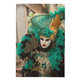 Impression Sur Bois Costume de carnaval Turquoise, Venise
