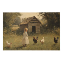 Fille de la ferme de poulets et oiseaux simple
