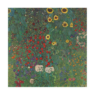 Impression Sur Bois Jardin agricole avec tournesol par Klimt, Fleurs V
