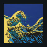 Impression Sur Bois La grande vague Hokusai en bleu pop<br><div class="desc">Un design personnalisé inspiré de la Grande Vague de Kanagawa peint par l'artiste japonais Hokusai. Il est rendu dans un style pop art bleu et jaune éclatant. Ça a l'air bon, une idée de cadeau pour la peau de l'appareil. Utilisez le lien "Demandez à ce concepteur" pour nous contacter avec...</div>