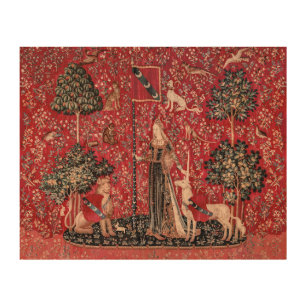 Impression Sur Bois Lady et Unicorn Moyen Tapestry Touch