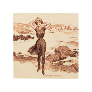 Impression Sur Bois Mermaid Beach Gibson Girl Victorian Antique