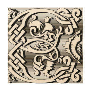 Impression Sur Bois monogramme celtique gothique E de la Renaissance