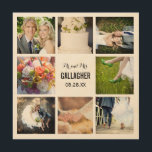 Impression Sur Bois Monogramme Mariage Photo Collage Imprimer sur bois<br><div class="desc">Peinture murale en toile de bois personnalisée avec monogramme personnalisé et collage carré de 8 photos en bordure de votre nom et date mariage ou autre texte personnalisé. Cliquez sur Customiser pour modifier le texte, les polices et les couleurs afin de créer un design unique. Un cadeau mariage de gardien...</div>