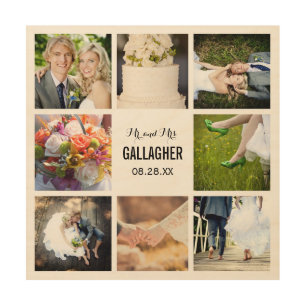 Impression Sur Bois Monogramme Mariage Photo Collage Imprimer sur bois