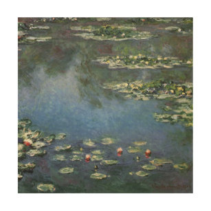 Impression Sur Bois Nénuphars de Claude Monet, Fleurs Vintages