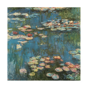 Impression Sur Bois Nénuphars de Claude Monet, Impressionnisme Vintage